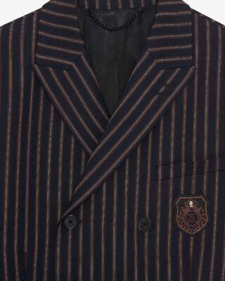 Navy striped double-breasted jacket