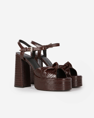 Brown leather heeled sandals