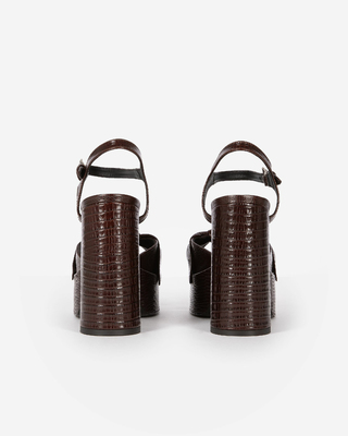 Brown leather heeled sandals