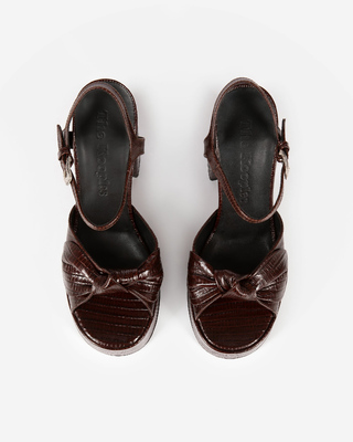Brown leather heeled sandals