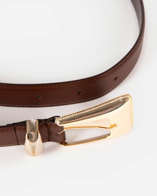 Brown leather western buckle belt
