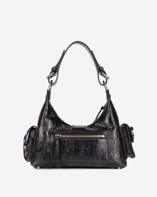 Studded Amelia bag in brown cracked leather
