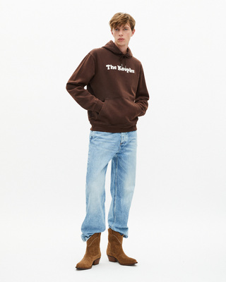 Hooded sweatshirt with brown embroidery