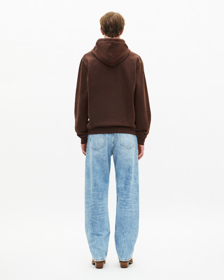 Hooded sweatshirt with brown embroidery