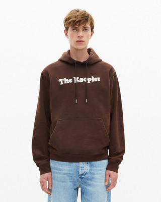 Hooded sweatshirt with brown embroidery