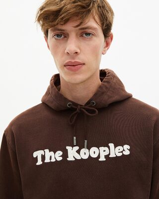 Hooded sweatshirt with brown embroidery