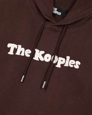 Hooded sweatshirt with brown embroidery