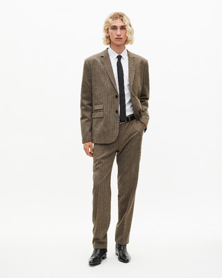 Brown pinstripe suit jacket