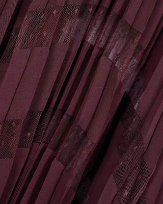 Long burgundy pleated dress