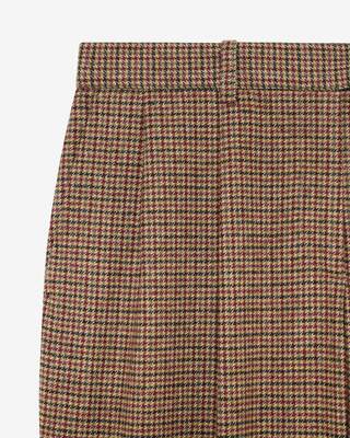Camel houndstooth wide-leg tailored pants