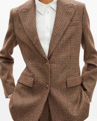 Camel houndstooth tailored jacket