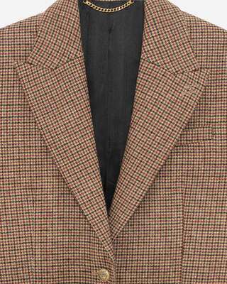 Camel houndstooth tailored jacket