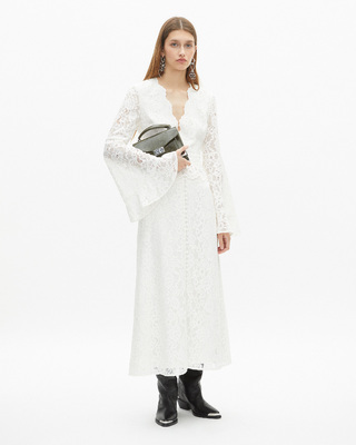Long white lace skirt