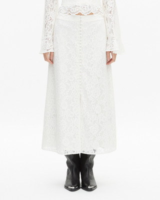 Long white lace skirt