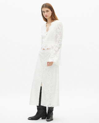 White lace flared sleeve top