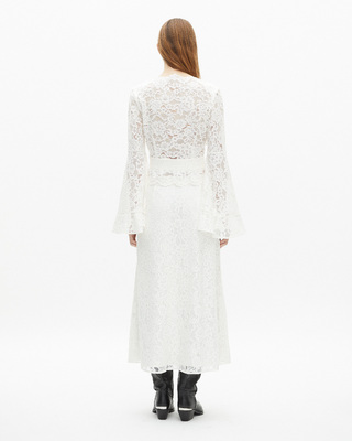White lace flared sleeve top