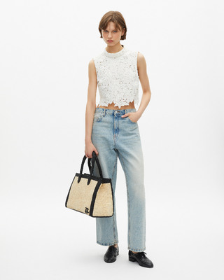 Ecru floral lace top