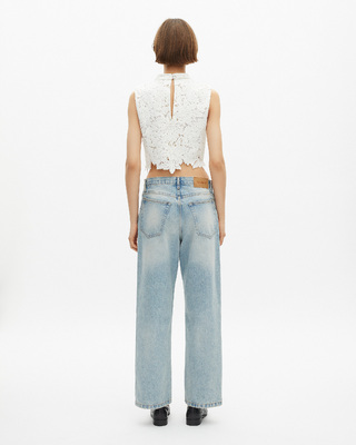 Ecru floral lace top