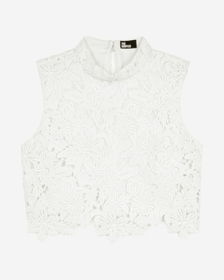Ecru floral lace top