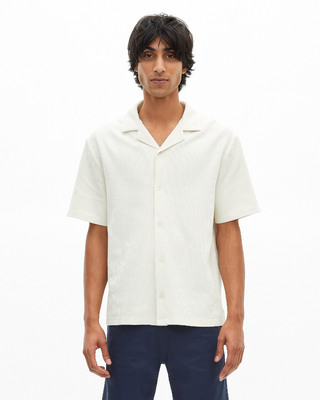 Ecru honeycomb short-sleeve shirt