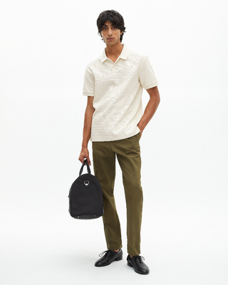 Honeycomb polo shirt with ecru crest