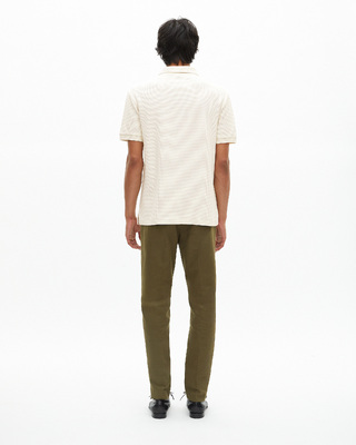 Honeycomb polo shirt with ecru crest