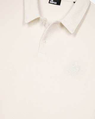 Honeycomb polo shirt with ecru crest