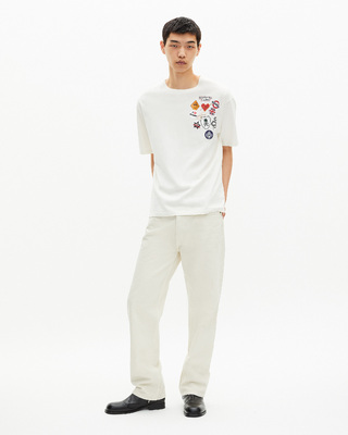 Ecru pines-effect printed T-shirt
