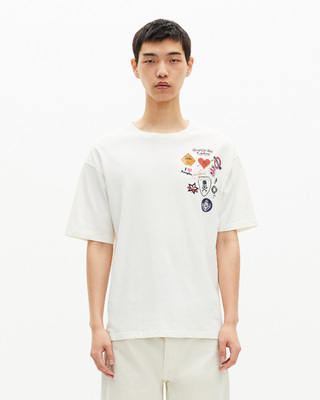 Ecru pines-effect printed T-shirt