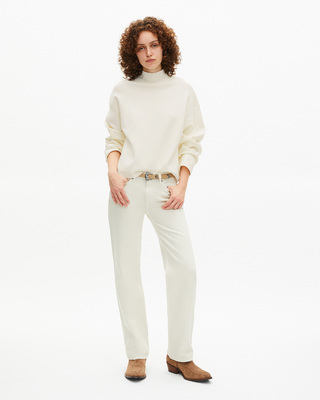White mock-neck sweater