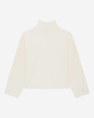 White mock-neck sweater