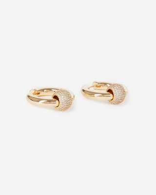 Gold-plated hoop earrings with rhinestones