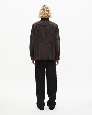 Brown and blue molten stripe overshirt