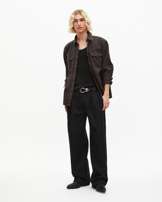 Brown and blue molten stripe overshirt