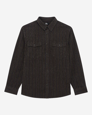 Brown and blue molten stripe overshirt