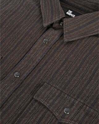 Brown and blue molten stripe overshirt