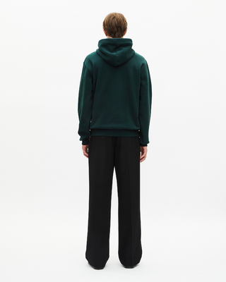 Hooded sweatshirt with dark green patch
