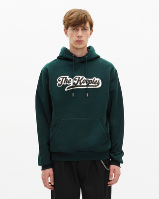 Hooded sweatshirt with dark green patch