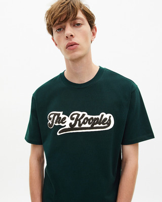 T-shirt with dark green patch