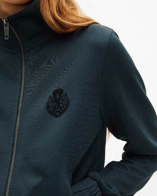 Dark green zip-up sweatshirt