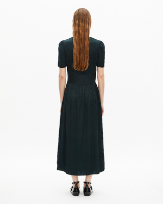 Dark green leopard jacquard maxi dress