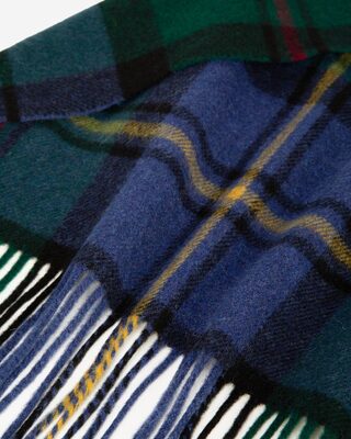 Blue and green tartan scarf