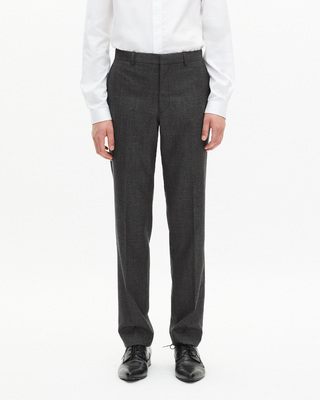 Grey straight wool suit pants