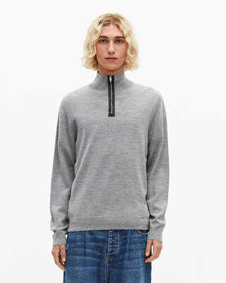 Grey stand-up collar sweater