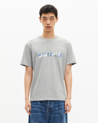 What is grey T-shirt