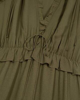 Short dress with khaki ruffles