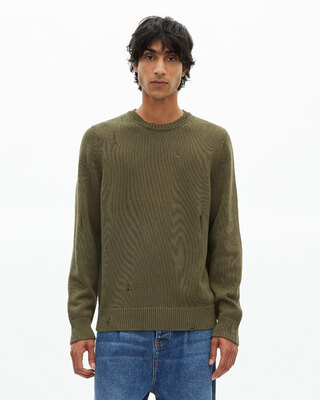 Khaki openwork sweater