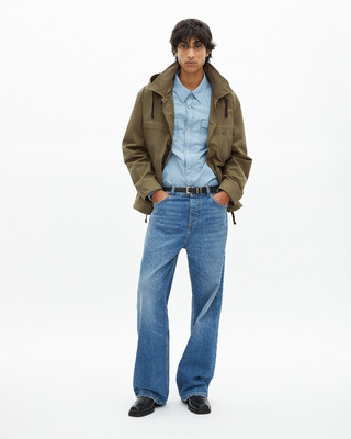 Khaki short hooded parka