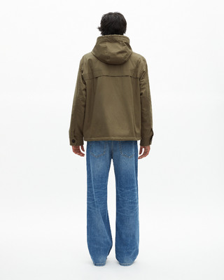 Khaki short hooded parka