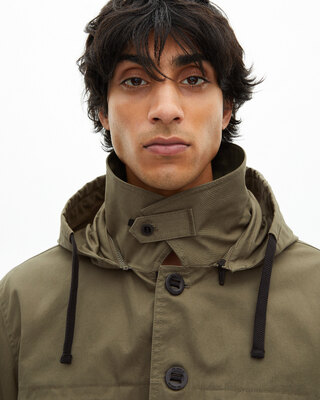 Khaki short hooded parka